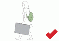 Drawing of women carrying a potfolio and small bag