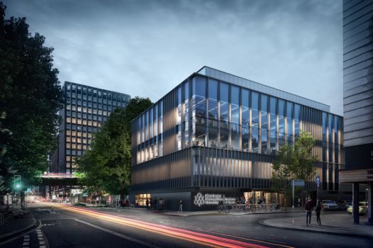 An architect's image of Manchester Metropolitan University's new Institute of Sport. Construction began in June.