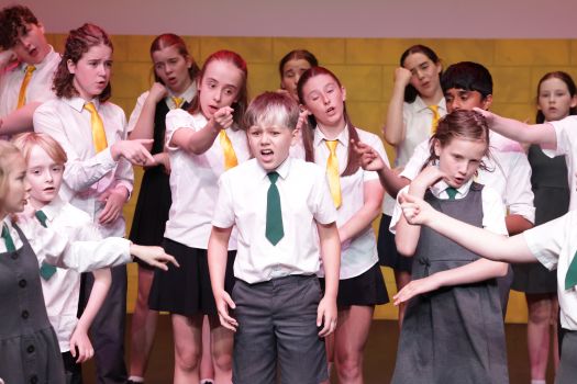 Pupils at Manchester Theatre Summer School performing Matilda the Musical Jr
