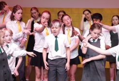 Pupils at Manchester Theatre Summer School performing Matilda the Musical Jr